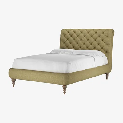 Sofa.com Knightsbridge (No Footboard) Double Bed in Lemongrass Plush Tweed Boucle - sofa.com