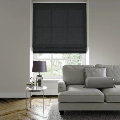 Dunelm Luxury Velvet Made to Measure Roman Blind Lux Velvet Noir