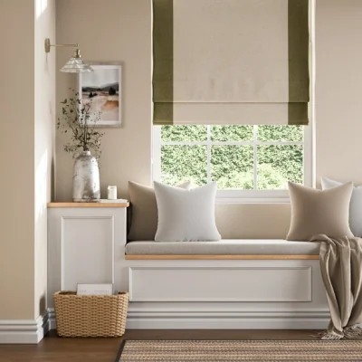 Dunelm Luna Bordered Easy Chain Blackout Roman Blind