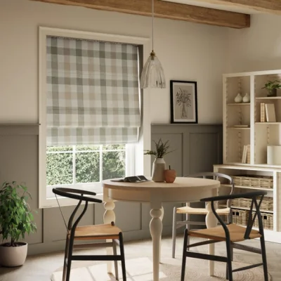 Dunelm Large Check Roman Blind Sage (Green)