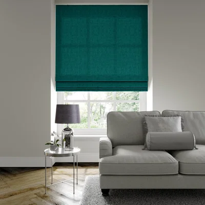 Dunelm Luxury Velvet Made to Measure Roman Blind Lux Velvet Kingfisher