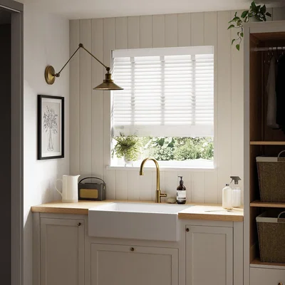 Dunelm White Fauxwood 50mm Slats Venetian Blind White