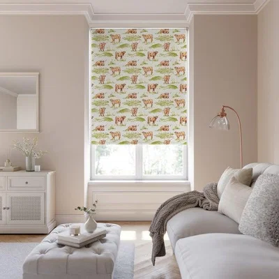 Dunelm Highland Cow Fire Retardant Blackout Made to Measure Roller Blind