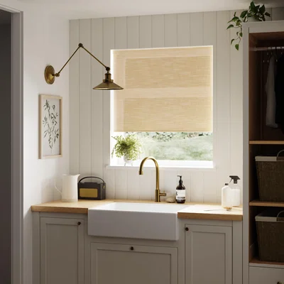 Dunelm Semi Sheer Texture Daylight Ochre Roller Blind Ochre