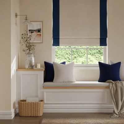 Dunelm Luna Bordered Navy Blackout Roman Blind Navy (Blue)
