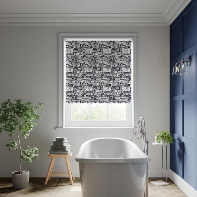 Dunelm Elements Booth Navy Fire Retardant Blackout Made to Measure Roller Blind