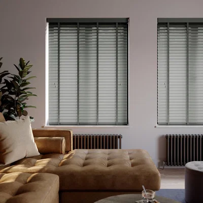 Dunelm Made To Measure 63mm Slats Charcoal Taped Venetian Blind Charcoal