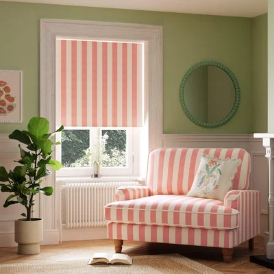Dunelm Beatrice Stripe Coral Blackout Roller Blind Beatrice Coral