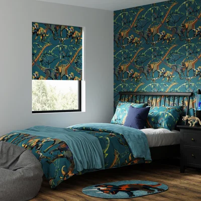 Dunelm Age of Dinosaurs Blackout Blue Roller Blind Blue