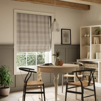 Dunelm Large Check Roman Blind Natural