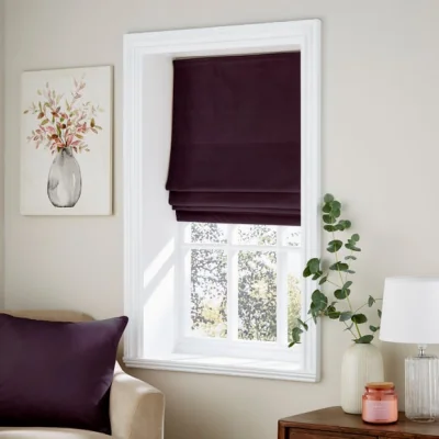 Dunelm Recycled Velour Aubergine Roman Blind Aubergine (Purple)