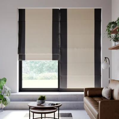 Dunelm Luna Bordered Easy Chain Blackout Roman Blind