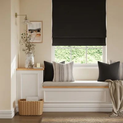 Dunelm Luna Black Blackout Roman Blind Black