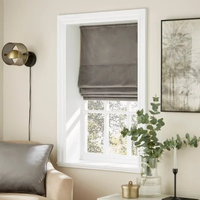 Dunelm Recycled Velour Grey Roman Blind Grey