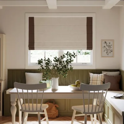 Dunelm Luna Bordered Pinecone Blackout Roman Blind Pinecone
