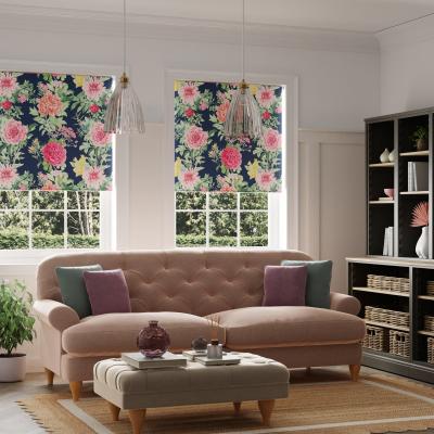 Dunelm Peony Floral Blackout Roller Blind Navy