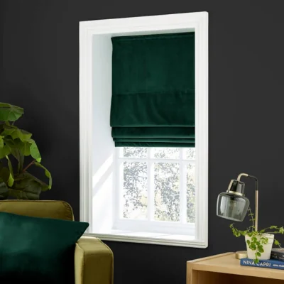 Dunelm Recycled Velour Bottle Green Roman Blind Bottle (Green)