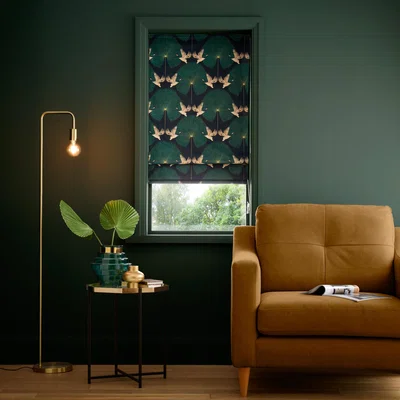 Dunelm Luxe Crane Velour Blackout Roman Blinds Emerald