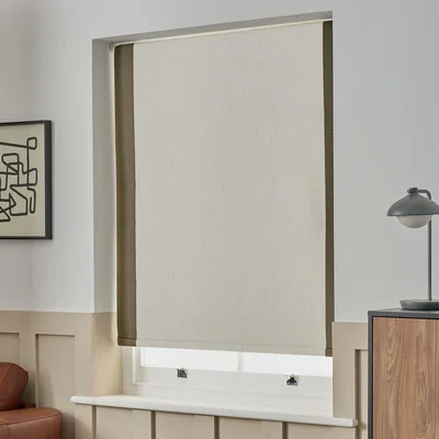 Habitat Habitat Block Edge Blackout Off White Roller Blind - 90cm