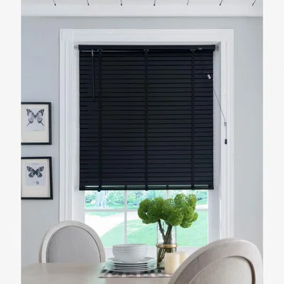 Homebase 50mm Wood Venetian Blind - Black - 120x160cm