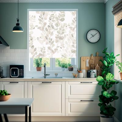 Homebase Lister Cartwright Cream Watercolour Eucalyptus Blackout Blind -90cm