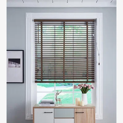 Homebase 50mm Wood Venetian Blind - Walnut - 70x160cm