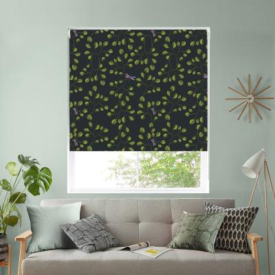 Homebase Lister Cartwright Green Leaf and Dragonfly Blackout Blind - 120cm