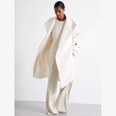 John Lewis Reiss Evelyn Blind Seam Wool Rich Coat, Cream