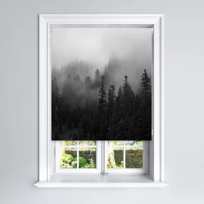 The Range Misty Forest Blackout Roller Blinds Easy Fit Child Safety Included - White