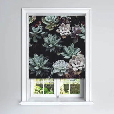 The Range Cacti Blackout Roller Blinds Easy Fit Child Safety Included - Green