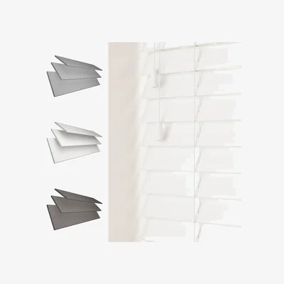 The Range Faux Wood String Venetian Blinds 50mm Slats - Dark Grey / 160cm / 135cm