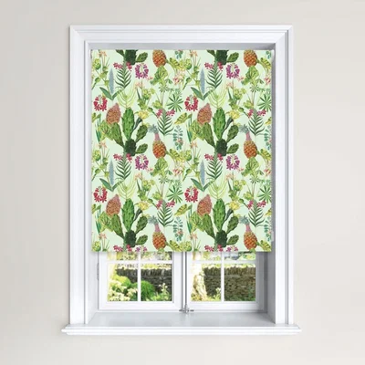 The Range Lister Cartwright Tropical Plants Design Blackout Roller Blinds - Pale Green / 60 x 160
