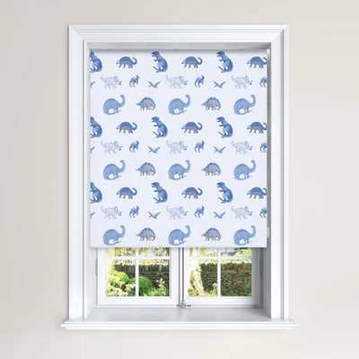 The Range Kids Classic Designs Blackout Roller Blinds Easy Fit Child Safety Included - Dinosaurs blue / 120W x 140H cm