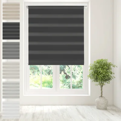 The Range Day Night Zebra Duo Roller Blind - Black / 150cm Width x 210cm Drop / 210cm