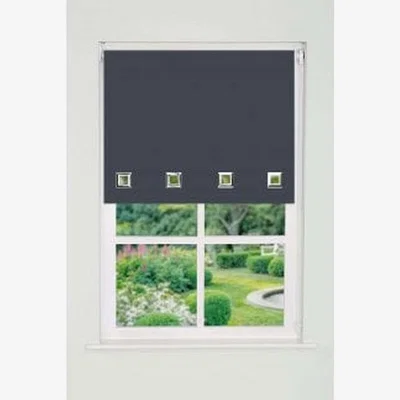 The Range Square Eyelet Edge Roller Blind (165cm Drop) - Slate Grey / 50cm