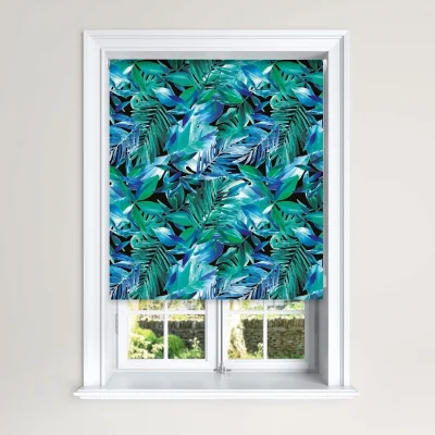 The Range Ruth Palm Blackout Roller Blinds Easy Fit Child Safety Included - Green / 90W x 140H cm