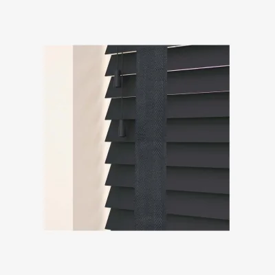 The Range 50mm Slat Real Wood Venetian Blind With Tapes 120cm Drop - Slate Grey / 75