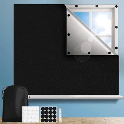 The Range Black Portable Thermal Blackout Fabric Blind - Black / 140cm