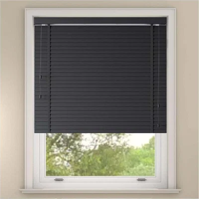 The Range Faux Wood Venetian Blind with tapes - Slate Grey / 120cm / 200cm