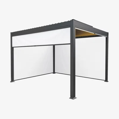 The Range Aluminium Pergolas - Grey / 390cm / Pergola, Blinds, LED Lights