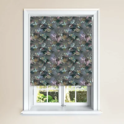 The Range Jungle Design Blackout Roller Blinds Easy Fit Child Safety Included - Pewter / 90W x 140H cm