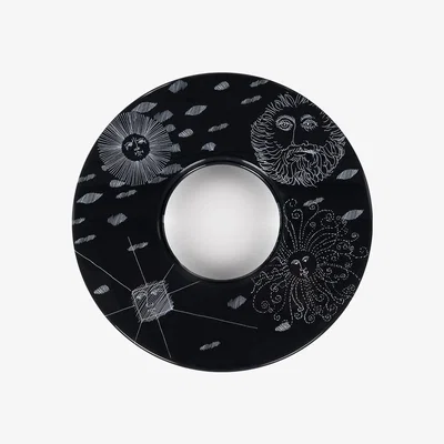 Amara Fornasetti - Solitario Framed Convex Mirror - White on Black