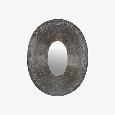 Amara Global Explorer - Speckled Wire Framed Oval Mirror - Pewter & Gold