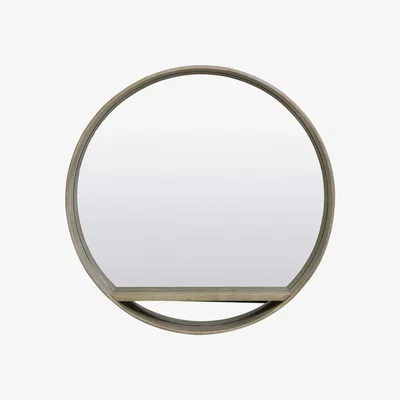 Barker and Stonehouse Light Wood Round Mirror, Brown | Barker & Stonehouse