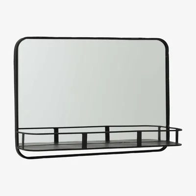 Barker and Stonehouse Industrial Black Rim Shelf Mirror | Barker & Stonehouse