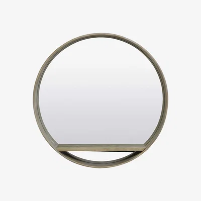 Barker and Stonehouse Wooden Circular Shelf Mirror, Brown | Barker & Stonehouse