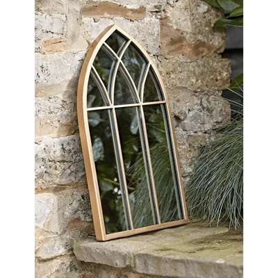 Cox and Cox Small Gold Gothic Outdoor Mirror