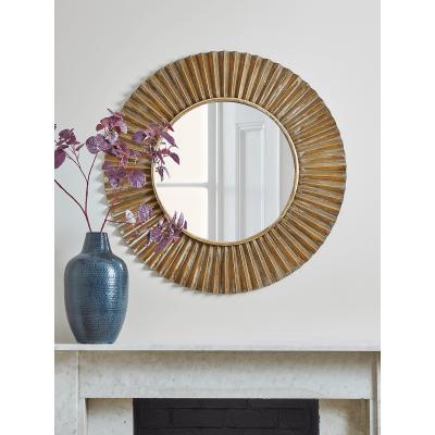 Cox and Cox Fluted Gold Round Mirror