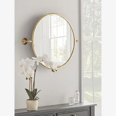 Cox and Cox French Round Wall Mirror - Brass