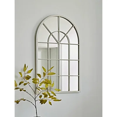 Cox and Cox Cream Arched Window Mirror